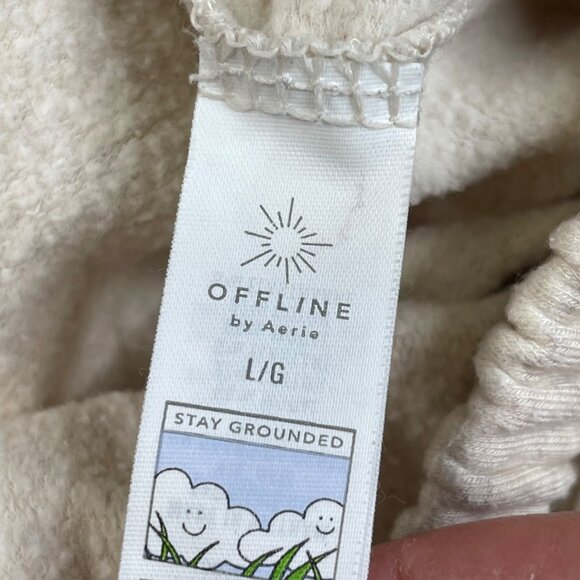 Aerie Offline OTT Fleece Super Wide Leg Pant Cream - Picture 5 of 11